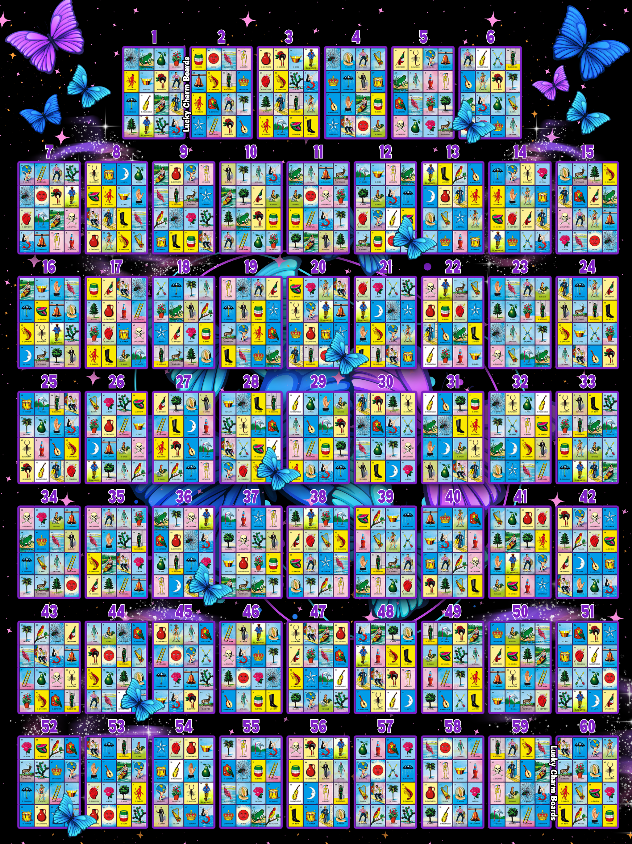 Butterflies Loteria Board